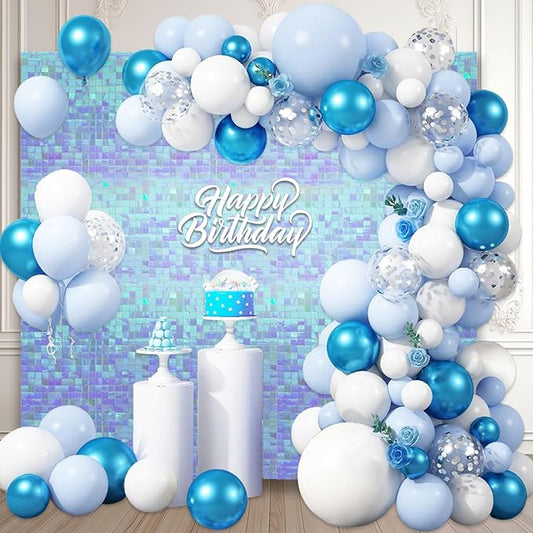 24PCS Colorful Ice Blue Shimmer Wall Backdrop, Square Sequin Photo Backdrops Panel, Glitter Wall Background for Birthdays, Weddings, Christmas, Engagements, Disco Bachelorette Party Decor (3FTx4FT)