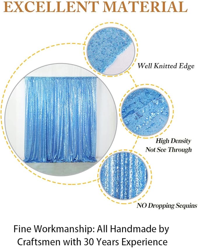 ShiDianYi 4FTX6FT-Baby Blue-Sequin Photo Backdrop,Party/Prom Photography Background,Wedding Photo Booth, Glitter Backdrop for Birthday Party Baby Shower