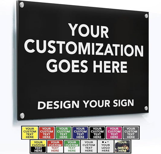 Custom Outdoor Metal Sign - Personalized Aluminum Safety and Business Signs, Waterproof (Black Background, White Aluminum, 36x24 In)