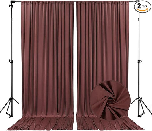 10 x 7 Feet Red Brown Backdrop Curtain for Partie, Background Curtains for Photoshoot, Birthday, Wedding, Halloween, Thanksgiving, Christmas, New Year Party Decorations 5Ft x 7Ft, 2 Panels