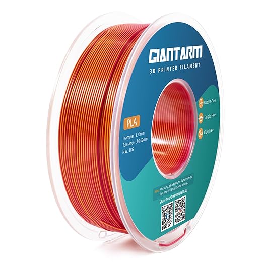GIANTARM Dual Color PLA Filament, Silk PLA Filament 1.75mm +/-0.02mm,1KG Spool(2.2lbs) Vacuum Packaging, 3D Printing Filaments Fit Most FDM Printer