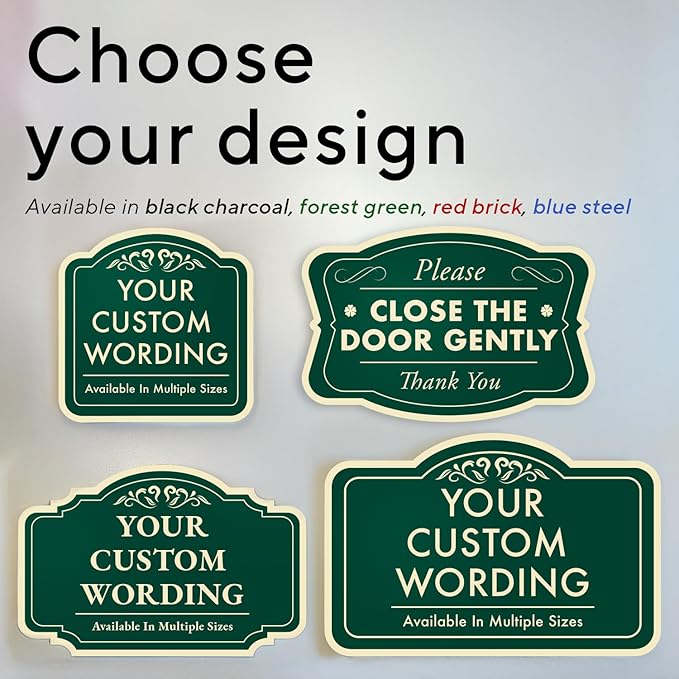 Custom Decorative Outdoor Metal Sign - Personalized Aluminum Driveway Sign, Waterproof, Made in USA - Design 2 Forest Green 12x12 In