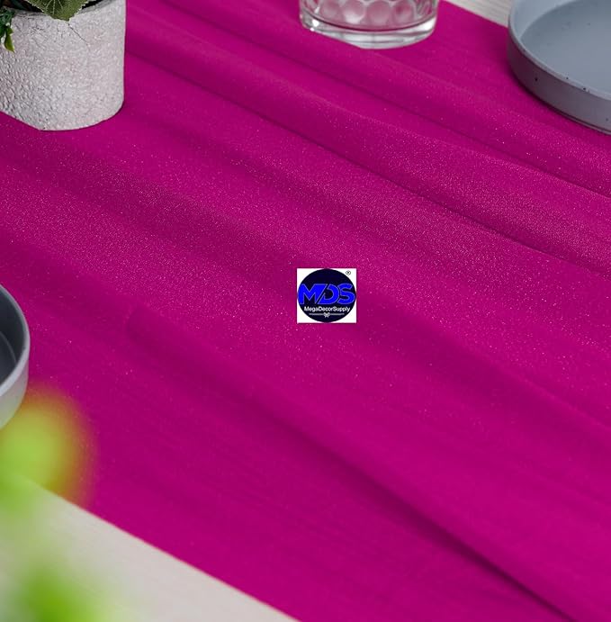 MDS 20 Pack 10ft Chiffon Table Runner 29 x 120 Inches Sheer Wedding Runner Romantic Rustic Table Runner for Wedding Decorations, Birthday Parties, Bridal Shower Party Arch Decor - Magenta