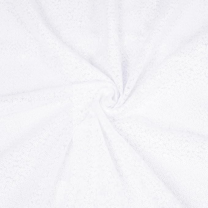 Eternal Beauty 4 PCS Sequin Backdrop Curtain, Sequin Wedding Backdrop for Christmas Party, Birthday (White 2FTx8FT)