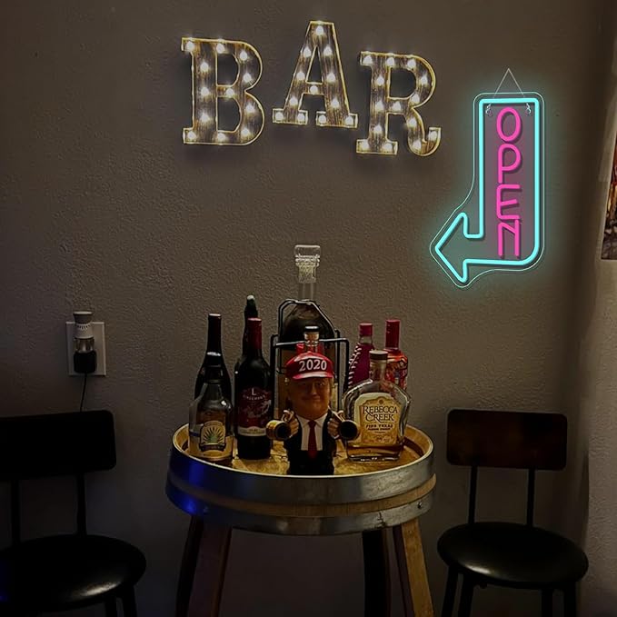Looklight Blue Open Arrow Neon Sign Dimmale Neon Lights For Wall Decor Led Lights For Bars Stores Coffee Shop Hotel Window Outdoor Decor USB Powered 10 x15.75in