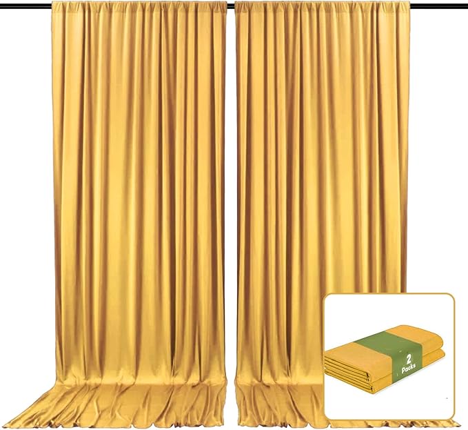 2 Panels Khaki Backdrop Curtain, 10 x 10 Feet Satin Background Curtains for Parties, Weddings, Baby Showers, Halloween, Christmas Birthday Party Photoshoot Backdrop Curtains Decorations