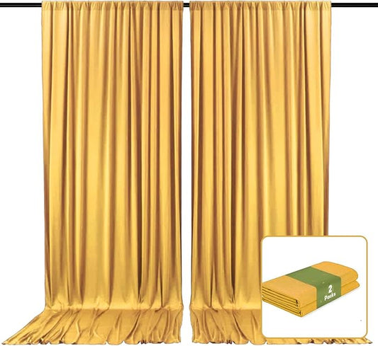 2 Panels Khaki Backdrop Curtain, 10 x 10 Feet Satin Background Curtains for Parties, Weddings, Baby Showers, Halloween, Christmas Birthday Party Photoshoot Backdrop Curtains Decorations
