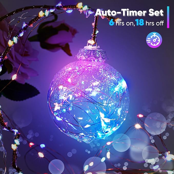 2 Pack 32.8 Ft. Battery Operated Outdoor String Lights with Remote & Timer, LED Multi Color Fairy Lights, Waterproof Twinkle Lights for Bedroom, Dorm, Mason Jar, Wedding, Party, Christmas