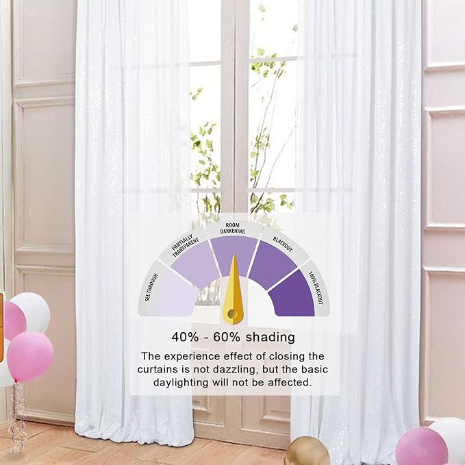 ShiDianYi 8 X 8, White Sequin Backdrop, Sparkling Photography Prop for Party & Wedding