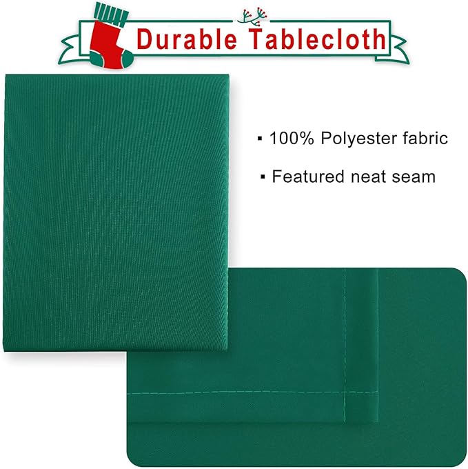 Hiasan Square Tablecloth - Waterproof Washable Polyester Table Cloth for Dining Room Birthday Party, Emerald Green, 54 x 54 Inch