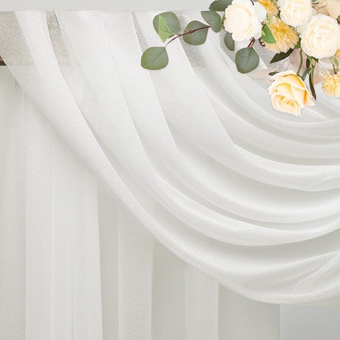 Wokceer Wedding Arch Draping Fabric 28.7" x 20FT Ivory Drapes Sheer Fabric Backdrop Arch Draping Fabrics for Wedding Ceremony Birthday Party Bridal Shower Decoration