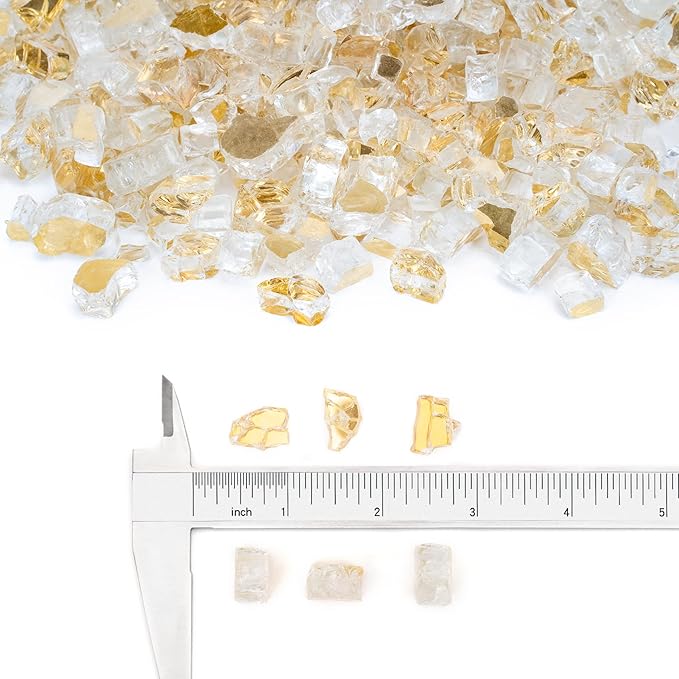 Stanbroil 10-Pound Fire Glass - 1/2 inch Reflective Tempered Fire Glass for Fireplace Fire Pit, Gold Reflective