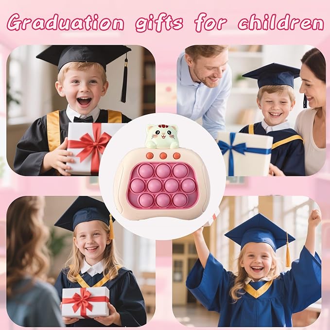 Cat Pop Push Game Toy,Kindergarten Graduation Gifts Boy Girls,Quick Fast Push Pop Puzzle Game Light up Fidget Toy,Preschool Class of 2025 Graduation Bubble Sensory Toys