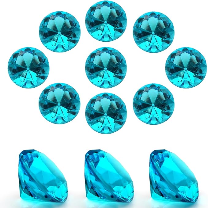 100Pcs Clear Acrylic Diamonds 25mm Wedding Table Scatters Gemstones Confetti for Vase Fillers,Floral Decor,Bridal Shower Decorations,Home Centerpieces,Candle Display (Sky Blue)