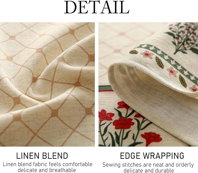 ISAENNE Designer Vintage Linen Floral Round Tablecloth,Fall Colorful Modern Table Cloth,Anti-Wrinkle Decor Tablecloths for Dining Thanksgiving Kitchen Christmas,Diameter 67"-Bertina E
