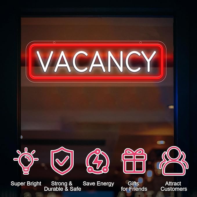 Vacancy Neon Sign, Neon Sign For Business Hotel Hostel Sign Room Vacancy Sign Wall Decor Artled Bar Sign Backdrop Lights Led Business Signs Creative Neon Lights Signs Usb Powered