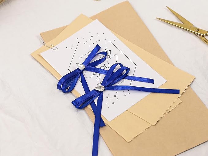 Royal Blue Satin Ribbon 1/4 inch X Continuous 100 Yards, Single Face Polyester Ribbon Perfect for Gift Wrapping, Flower Bouquet, Wedding Decor, Crafts, Bow Making, Sewing and More