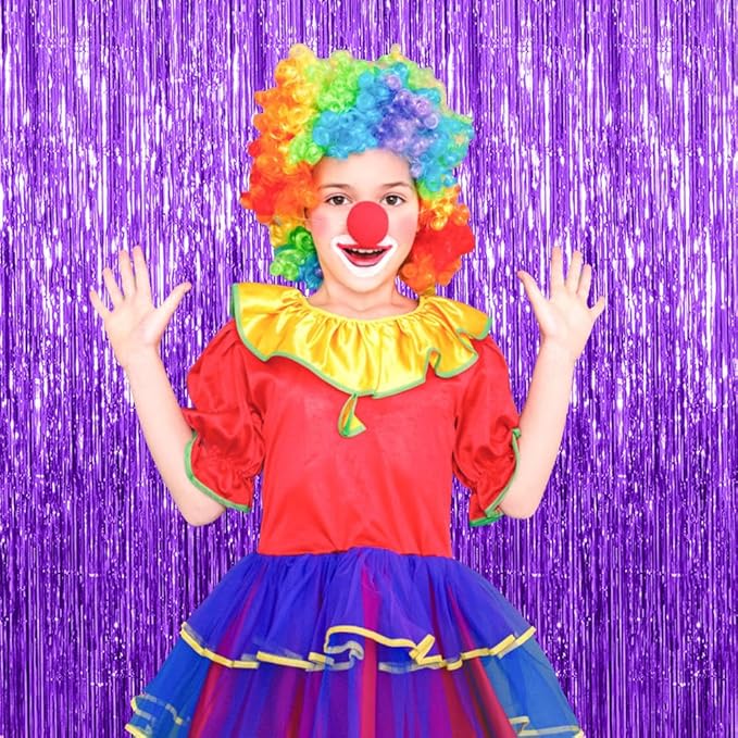 5 Pack Foil Curtain Backdrop Purple Metallic Tinsel Foil Fringe Curtains Photo Booth Props for Birthday Wedding Engagement Baby Shower Bachelorette Christmas Holiday Celebration Party Decorations