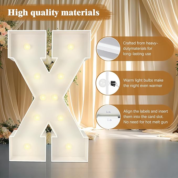 Marquee Light Up Letters: 3FT Large Decorative Signs for Party Decorations Baby Shower Birthday Wedding Engagement Anniversary, 3 Feet Tall Pre-Cut DIY Foamboard Letter R - Easy to Assemble