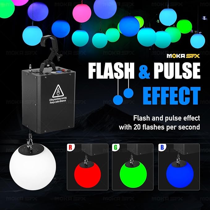 3D LED Light Lifting System DMX RGB LED Light Lift Ball Wave Effect Winch Colorful Kinetic Stage Light Ball for DJ Disco