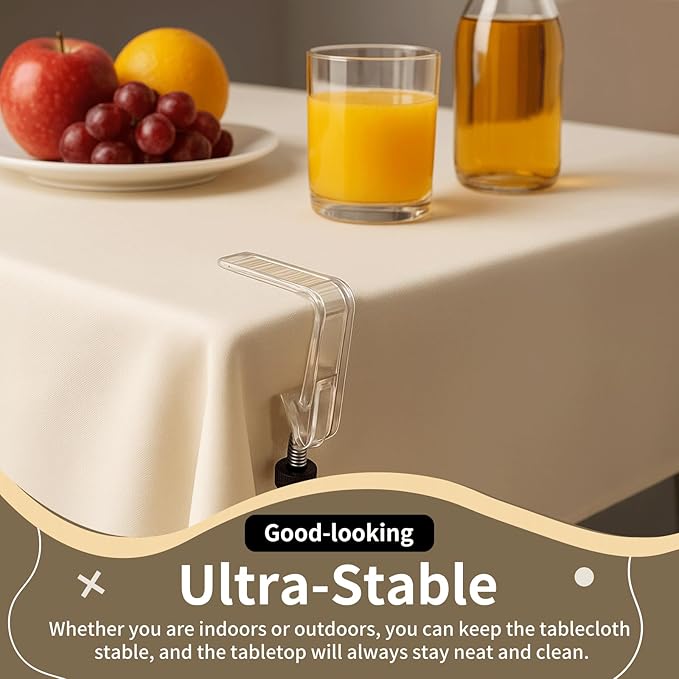 12 Piece Adjustable Tablecloth Clips with Strong Clamping Force to Prevent Slippage. Damage-Free Picnic Table Clips , Easy to Install, Suitable for Tables with Thickness Between 0.4-1.96 Inch.