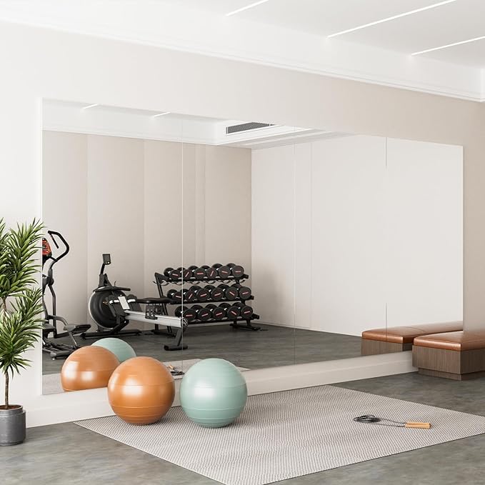 brisafe 2PCS 79" X 40" Gym Mirror - Full Length Wall Mirror for Gyms, Dance Studios, Home and Yoga - Easy Installation, Ultra Light Shatterproof Nano Miorror Reduces 60% Commercial Insurance Costs