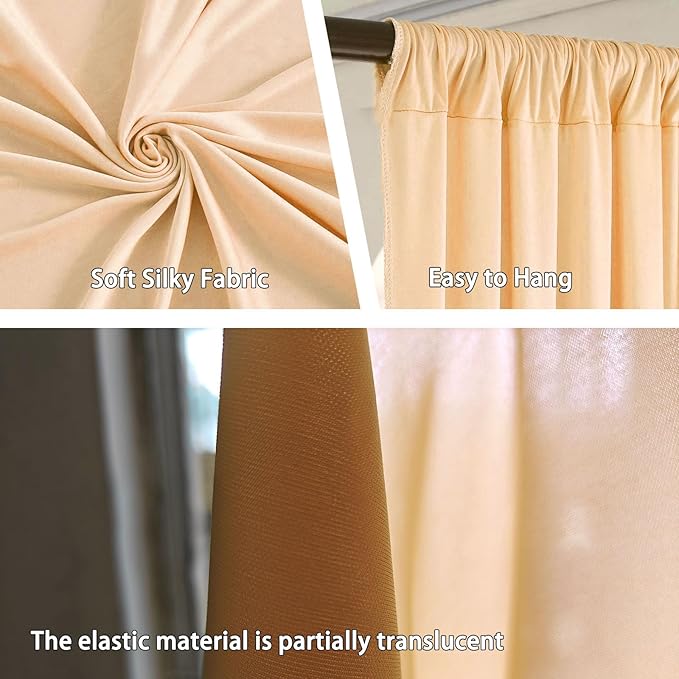 10 x 10 Feet Champagne Backdrop Curtain for Partie, Background Curtains for Photoshoot, Birthday, Wedding, Halloween, Thanksgiving, Christmas Day, New Year Party Decorations 5Ft x 10Ft, 2 Panels