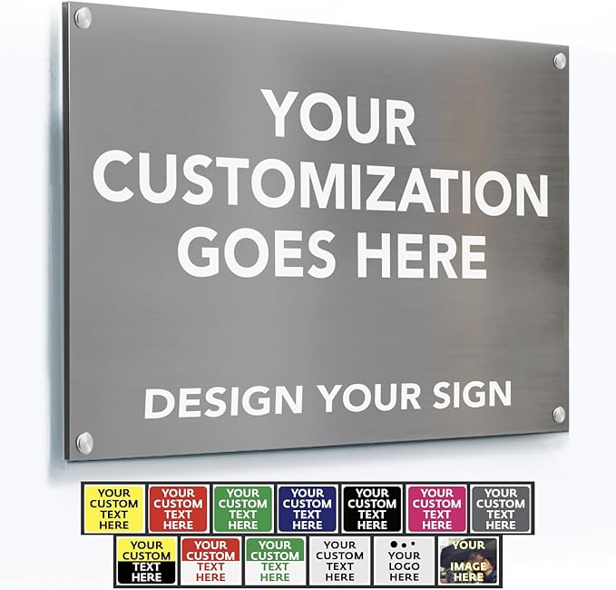 Custom Metal Signs, Personalized Aluminum, Customized Safety, Business Signs, Waterproof Outdoor, White Aluminum (Gray, 18x12 In)