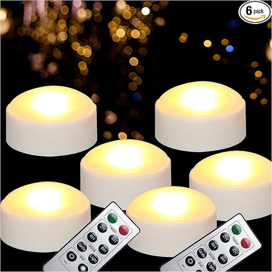 Halloween LED Pumpkin Lights with Remote and Timer, Battery Operated Jack-O-Lantern, Bright Flickering Flameless Candles for Pumpkin Decor, Halloween Party Decorations, White, 6 Pack