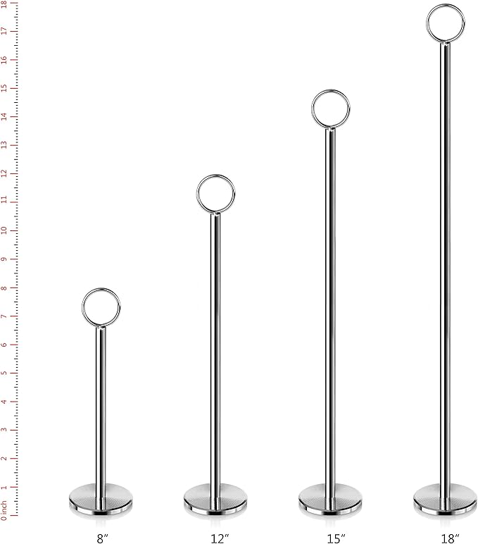 New Star Foodservice 23336 Ring-Clip Table Number Holder/Number Stand/Place Card Holder, 8-Inch, Set of 12