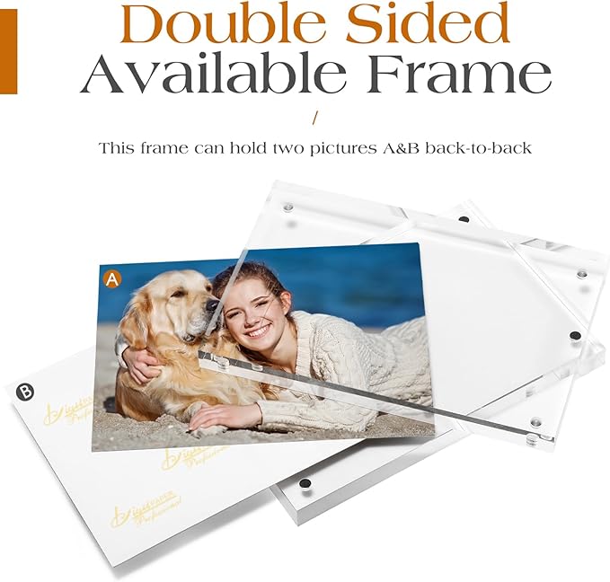 TWING 20 PACK 5 x 7 Inch Acrylic Picture Frame, 7 x 5 Acrylic Photo Frame Horizontal Magnet Double Sided Magnetic Frames Set,12+12 MM Thickness Clear Picture Frame Desktop Display