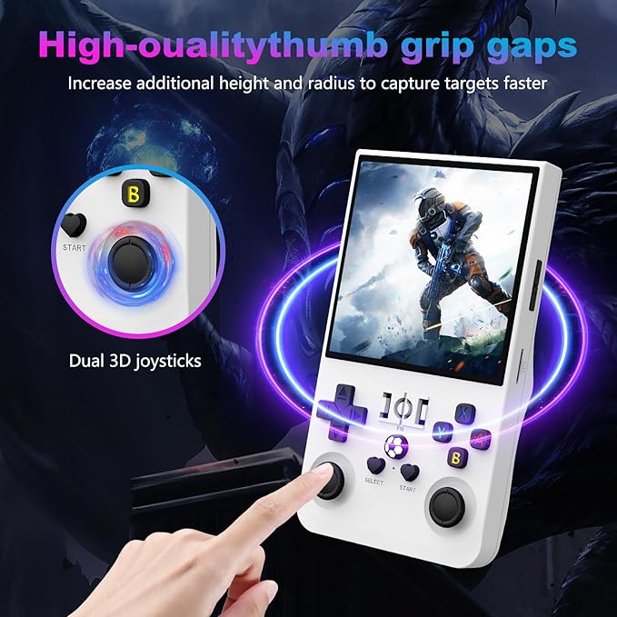 R36MAX Retro Handheld Game Console, 4.0 Inch 720x720 IPS Screen, Built-in 18,000+ Classic Game, Portable Hand Held Open Source Linux System, 4000mAh Battery Retro Gaming Console (White 64GB)