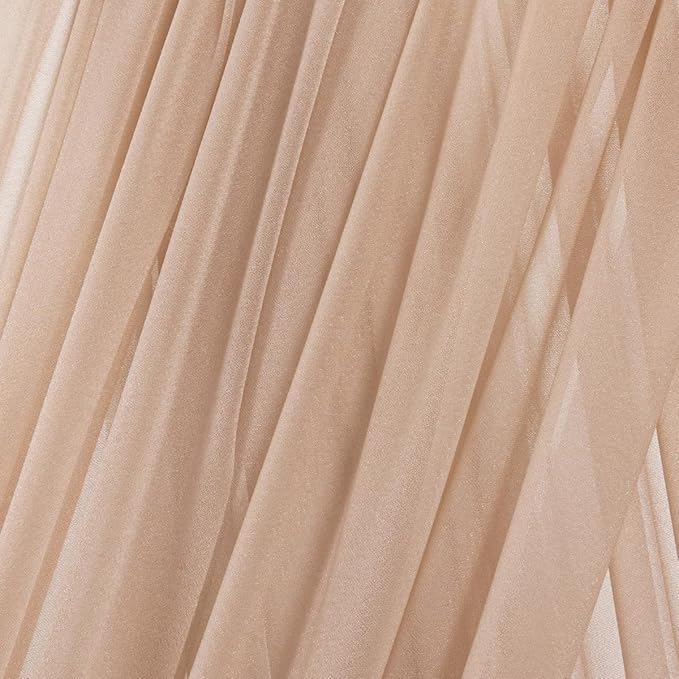 MLMC Nude Wedding Arch Draping Fabric 4 Panels 29" x 20 FT Extra Long Gauze Drapes Sheer Backdrop Curtains 6.6 Yards Outdoor Drapery Panels for Wedding Ceremony Party Ceiling Decoration