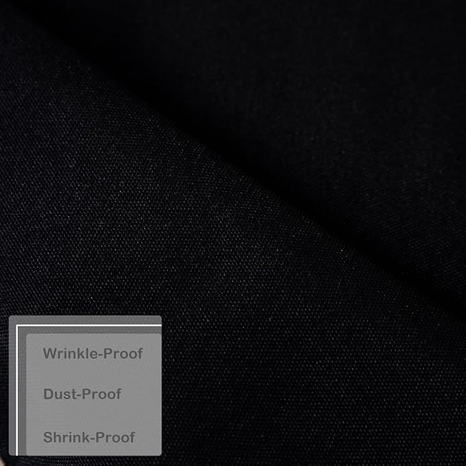 Round Black Tablecloth 48 Inch Polyester Fabric Washable Table Cloth Decorative Wrinkle Resistant Solid Color Table Cover for Kitchen Dinning Party Wedding Camping