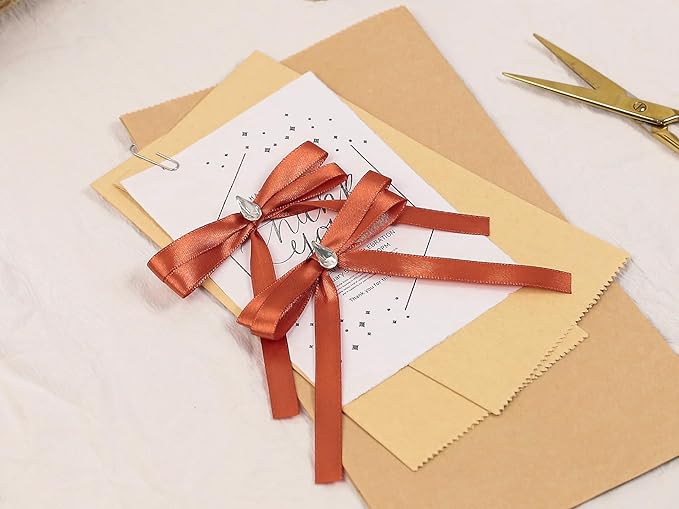 Copper Satin Ribbon 3/8 inch X Continuous 100 Yards, Single Face Polyester Ribbon Perfect for Gift Wrapping, Flower Bouquet, Wedding Decor, Crafts, Bow Making, Sewing and More