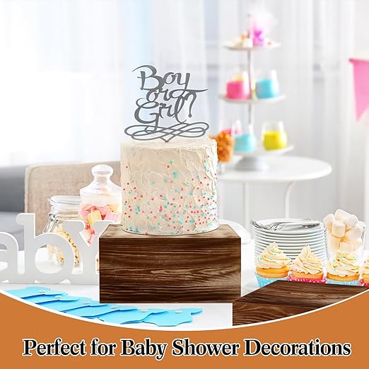 Roowest Set of 4 Wood Display Risers Rustic Cupcake Stand Rustic Wood Cake Stands Wooden Stackable Display Box for Dessert Wedding Birthday Christmas Village Party Decoration(Black Brown)