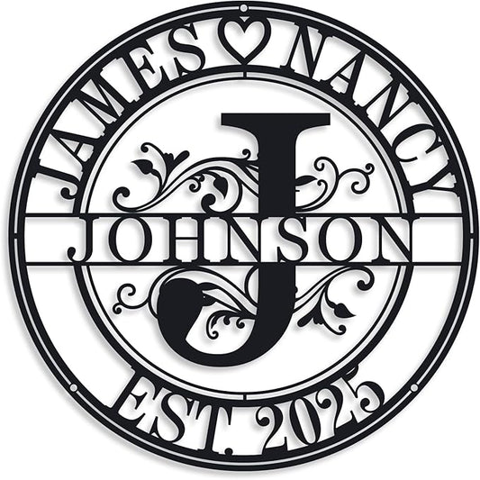 Personalized Family Name Sign Last Name Signs for Home Custom Metal Sign Metal Name Signs Personalized Metal Signs Monogram Wall Decor Anniversary Gifts Personalized Wedding Gifts