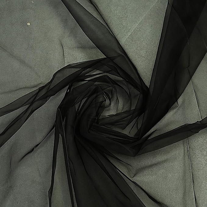 VDS Black Organza Fabric, 30 Yards Continuous, 45” Wide, Wedding Party Decoration Iridescent Crystal Sheer Shiny Organza Tulle Bridal Dress DIY Crafts Costume Sewing Backdrop Arch Cloth