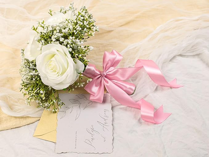 Rose Pink Satin Ribbon 1 inch X Continuous 100 Yards, Single Face Polyester Ribbon Perfect for Gift Wrapping, Flower Bouquet, Wedding Decor, Crafts, Bow Making, Sewing and More
