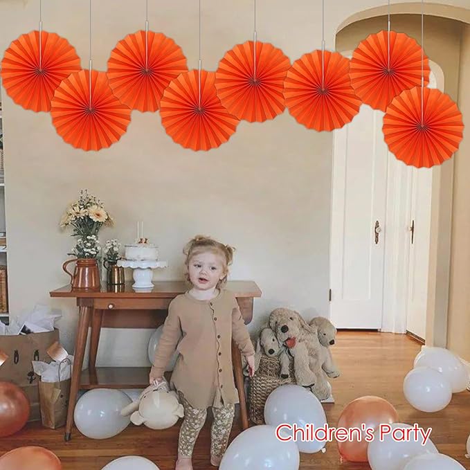 Orange Birthday Party Decorations,DIY Orange Paper Fans Hanging Decoration,12in Halloween Paper Fans,Halloween Decor,Fox Birthday Decorations Events Accessories 30 Color DIY Set (Orange)