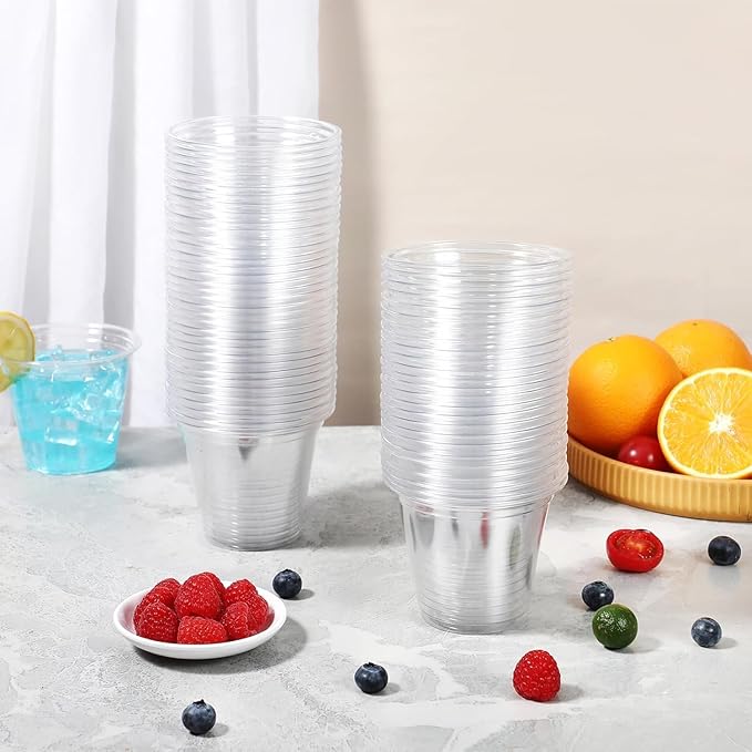 250 Pack 9 oz Disposable Plastic Cups for Party, Plastic Wine Cups with Higher Heat Resistance (9oz 250pack)