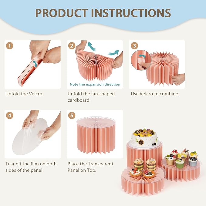 Buffet Risers, Food Risers for Buffet Table Cardboard Food Display Risers for Party Dessert Table Display Set for Show Catering Desserts Collectibles Jewelry (6 Pcs Pink)