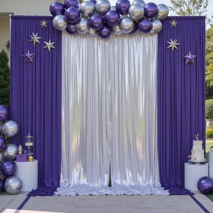 20x10 ft Wrinkle Free Silver Sequin Backdrop Curtain for Parties,Thick Not Fall Glitter Wedding Drapes Backdrop,4 Panels 5x10ft Shimmer Photo Wall Back Drop Cloth for Birthday Photography Background