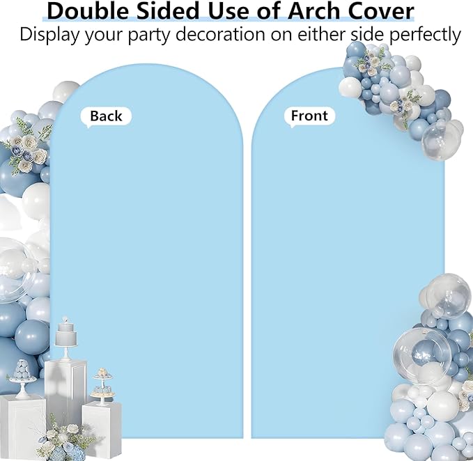HEMMOTOP 7.2 ft Blue Arch Backdrop Cover (No Arch Stand), Spandex Arch Covers Stretchy Backdrop for Balloon, Wedding, Birthday Party, Baby Shower, Banquet Arch Decoratio