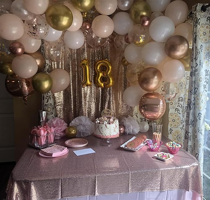 DUOBAO Sequin Backdrop 4x7Ft Sequin-Backdrop-Curtain Champagne Glitter Background Backdrops for Pictures Shimmer Wall for Backgrounds Wedding Ceremony Party Decorations