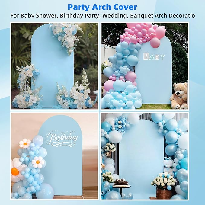 HEMMOTOP 7.2 ft Blue Arch Backdrop Cover (No Arch Stand), Spandex Arch Covers Stretchy Backdrop for Balloon, Wedding, Birthday Party, Baby Shower, Banquet Arch Decoratio