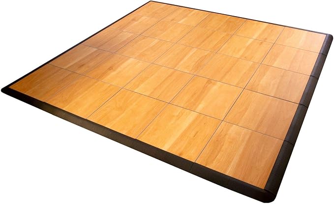 Big Floors 5X5MAPLEFLOOR Interlocking Lightweight Plastic Modular Dance Floor Kit (5' x 5'), Maple, 45 Piece