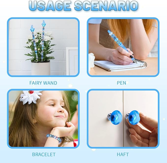 158 Pcs DIY Fairy Wand Garden Stakes Kit,Multiple Color Scheme European Beads Crystal Diamond Tops and 12 or 10 Inch Threaded Rods,Stainless Steel Stakes with Diamond Toppe(Rose Red)
