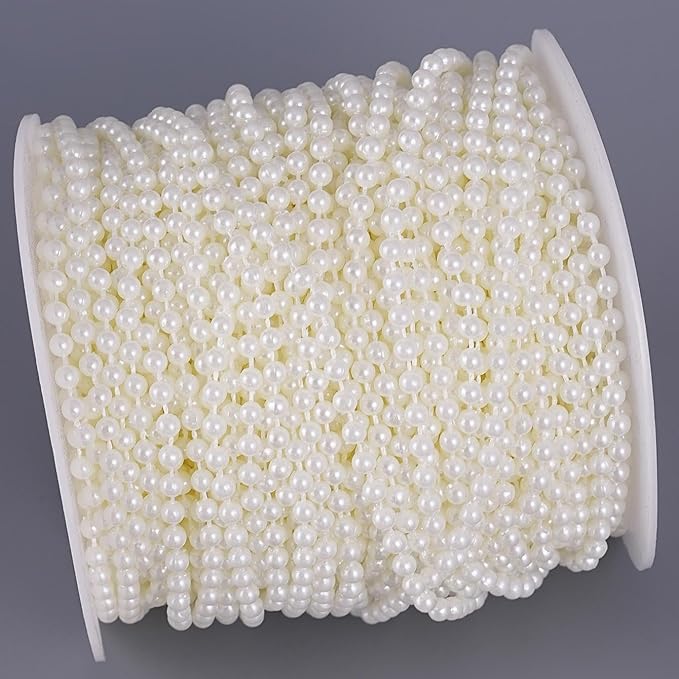 44 Yards/131 Feet Pearl Garland Craft String Pearls, Faux Pearl for Wedding Party Decoration, Christmas Tree Decorations and DIY Crafts (Ivory, 4 mm 131 Feet)