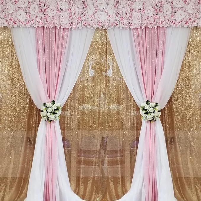 Pink Sequin Backdrop Curtains 1 Panel 8FTx8FT Glitter Pink Photo Backdrop Drapes Party Wedding Baby Shower Curtain Sparkle Photography Background